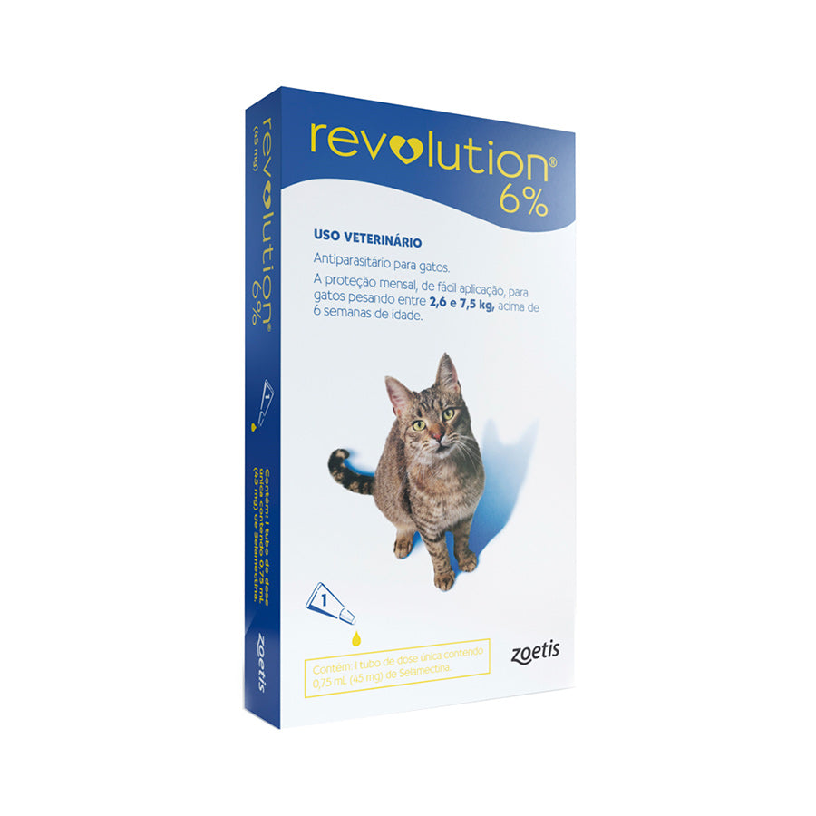 Revolution 6% Azul, Bis 45mg 0,75ml Gatos Zoetis para Gatos
