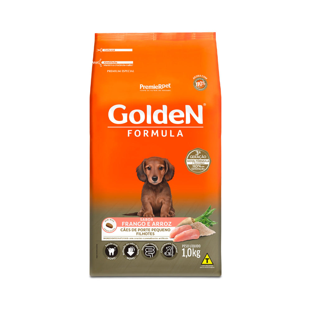 Ração Golden Fórmula Mini Bits para Cães Filhotes de Porte Pequeno Sabor Frango e Arroz